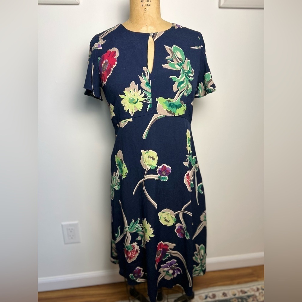 Anthropologie women’s navy floral short sleeve dress size 2